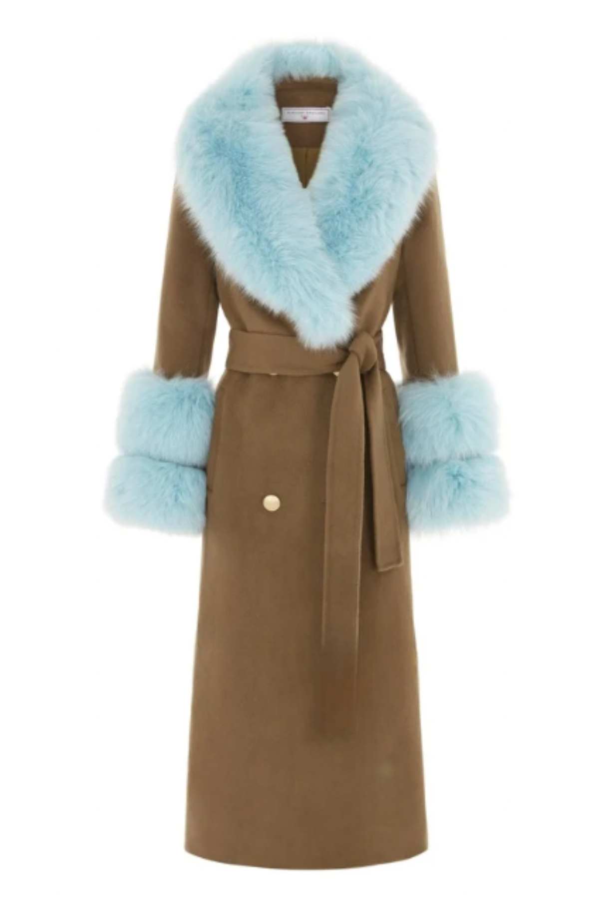 Mayfair Cashmere Coat Olive & Blue