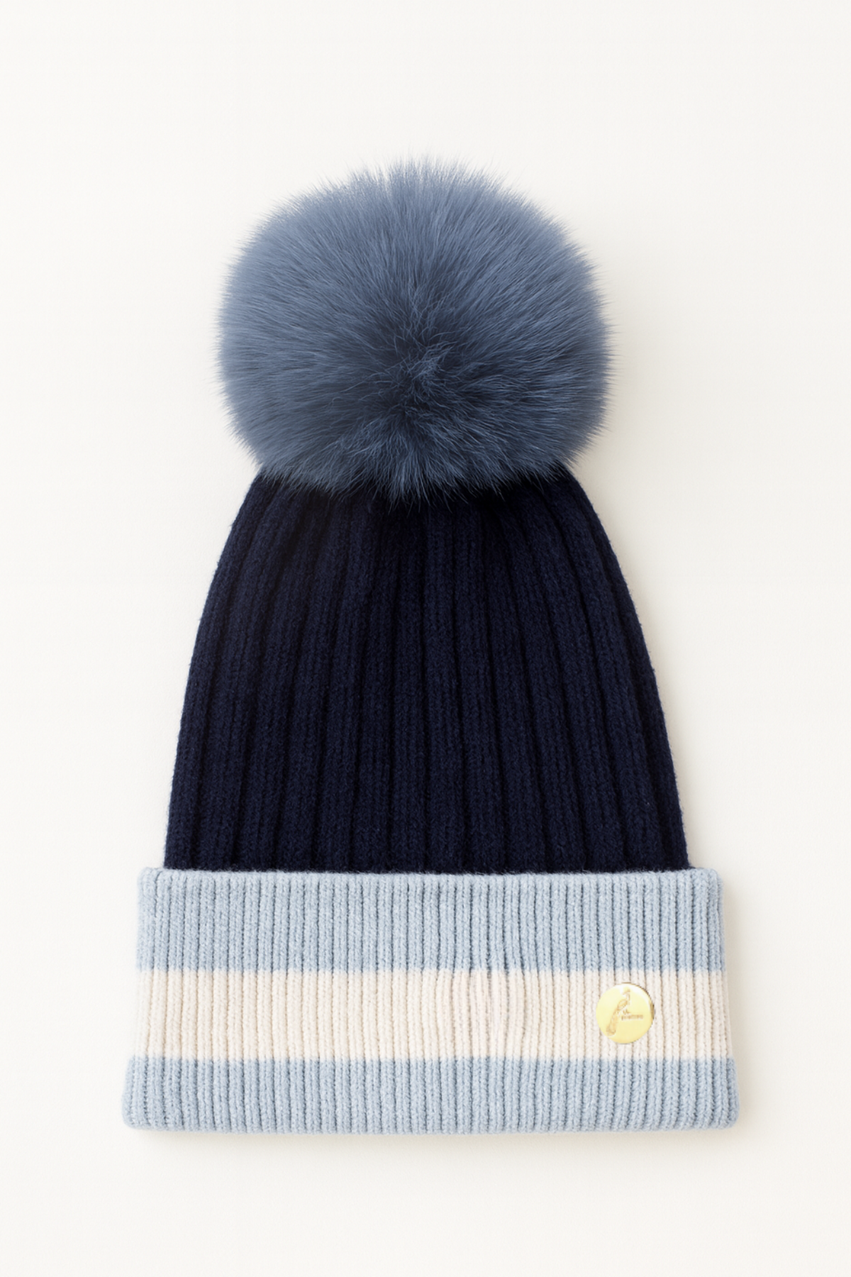 Geneva Cashmere Pom Pom Hat Blue