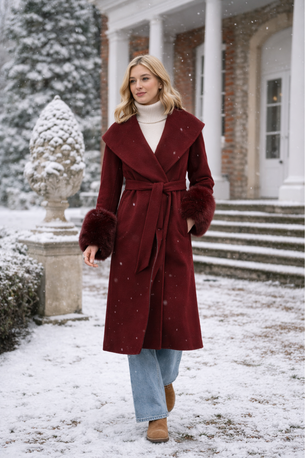 Belmont Cashmere Coat Burgundy