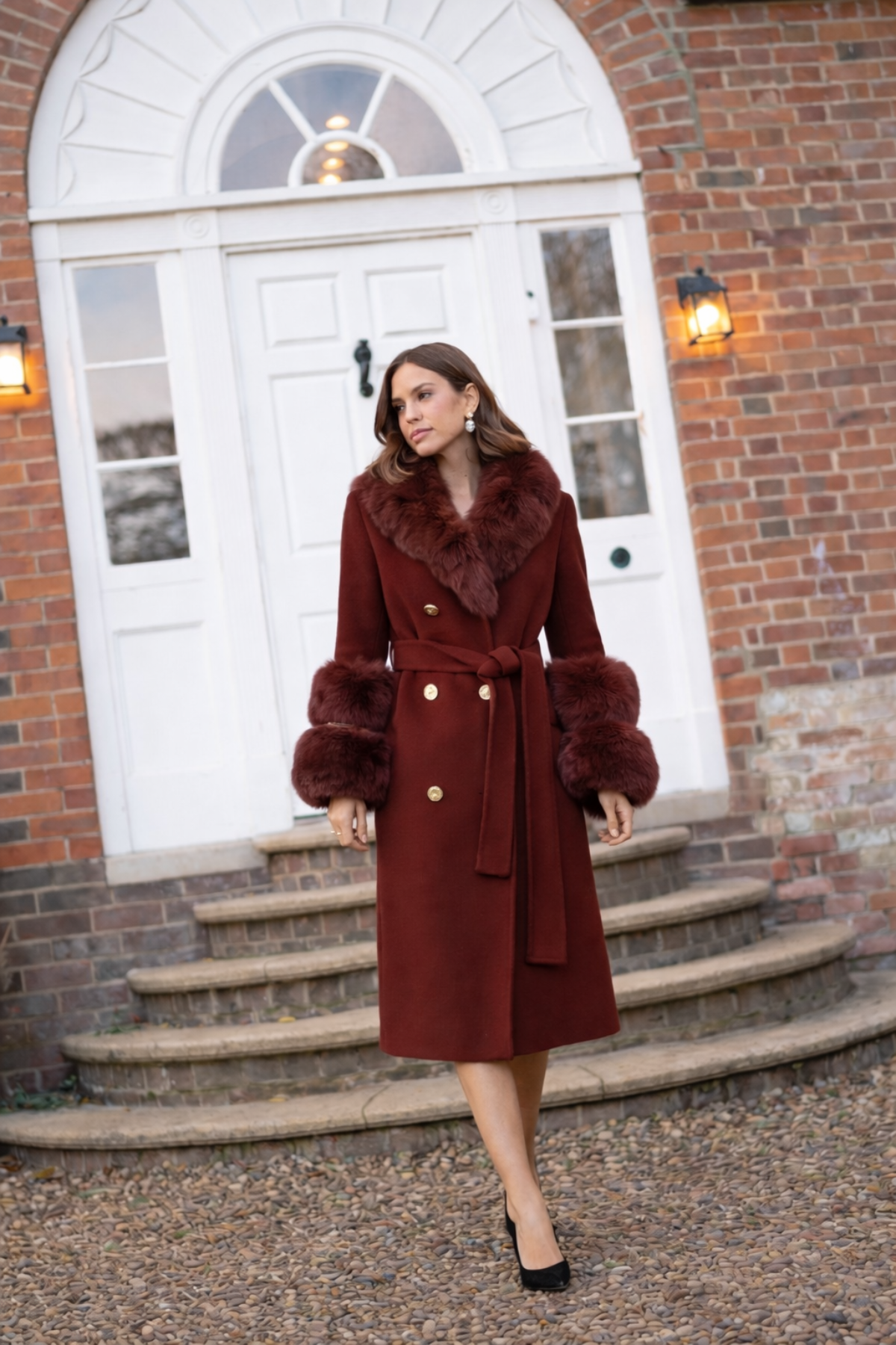 Belgravia Cashmere Coat Burgundy