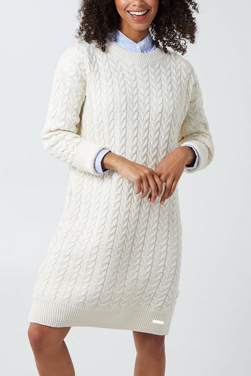 Whitstable Cable Knit Dress - Cream