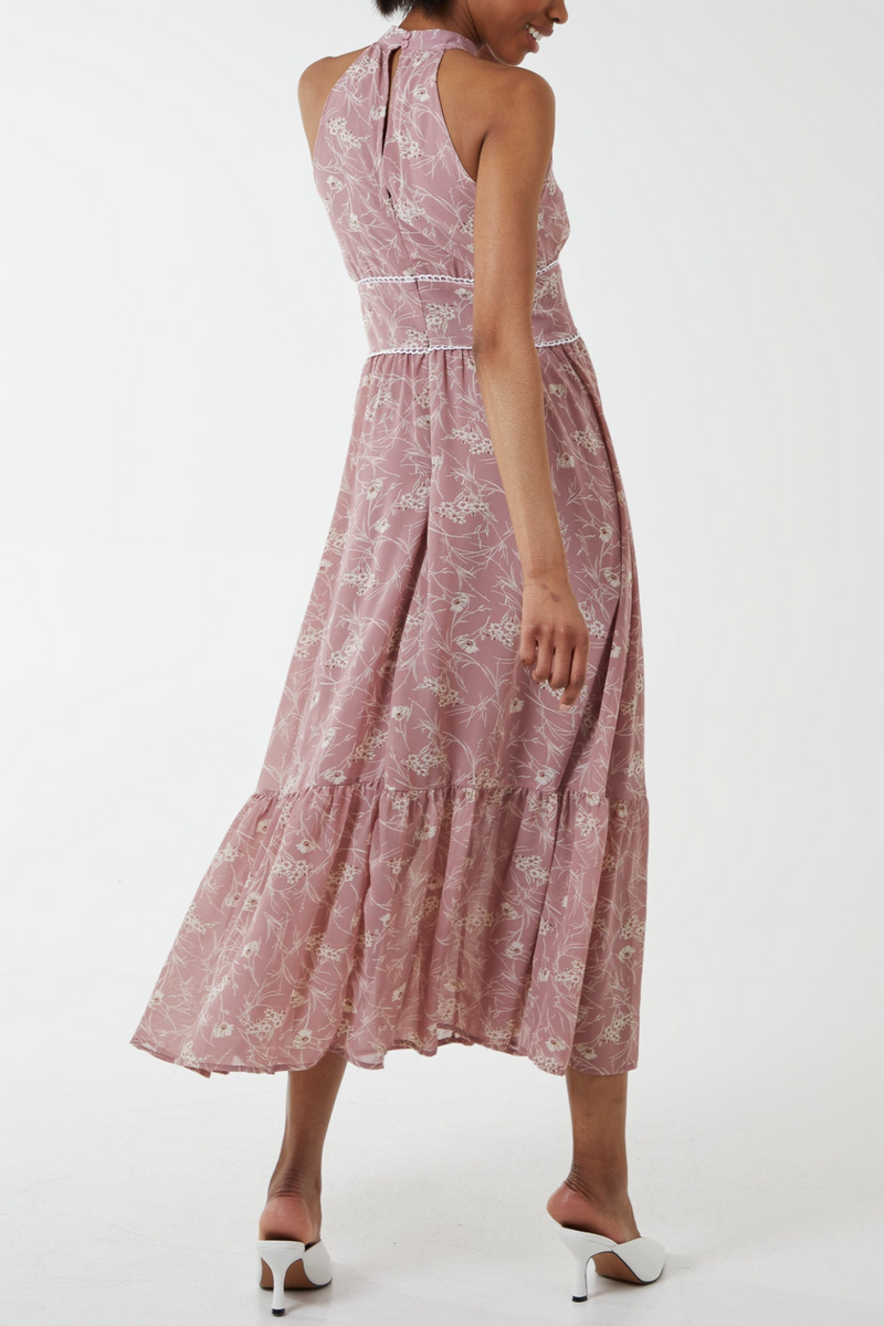 Brittany Halterneck Dress - Dusky Pink