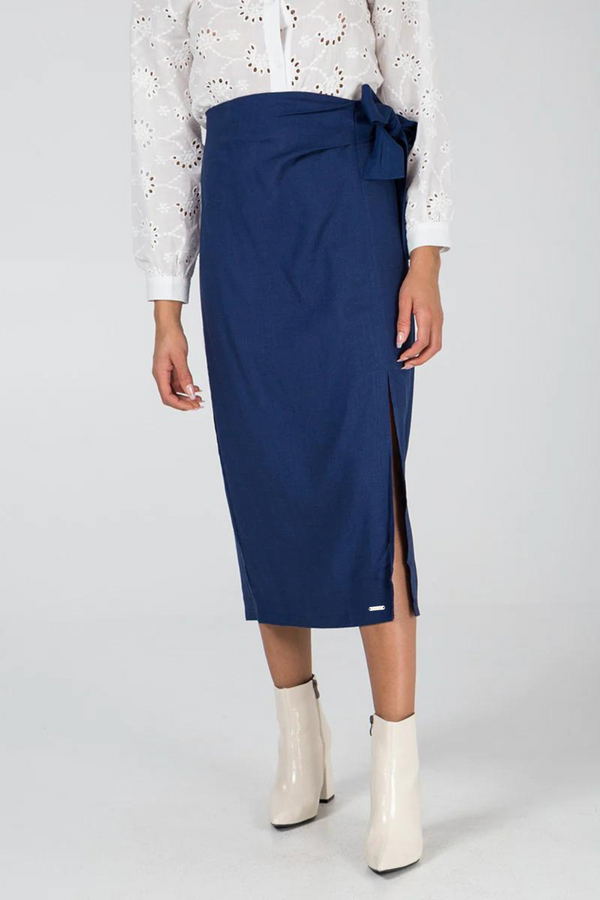 Wrap Midi Skirt - Navy