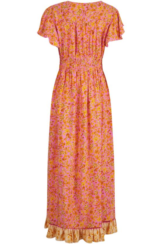 Floral Button Down Dress Pink & Orange