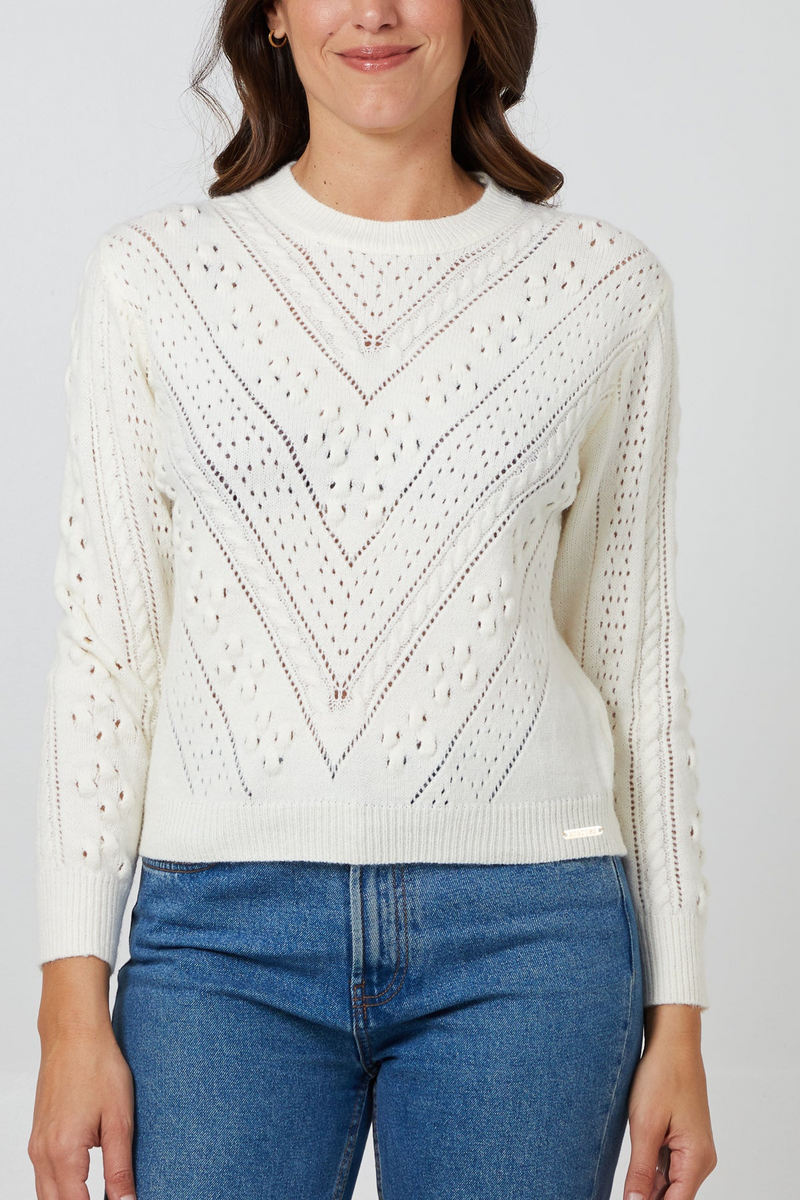 Newquay Pointelle Knit Jumper Cream