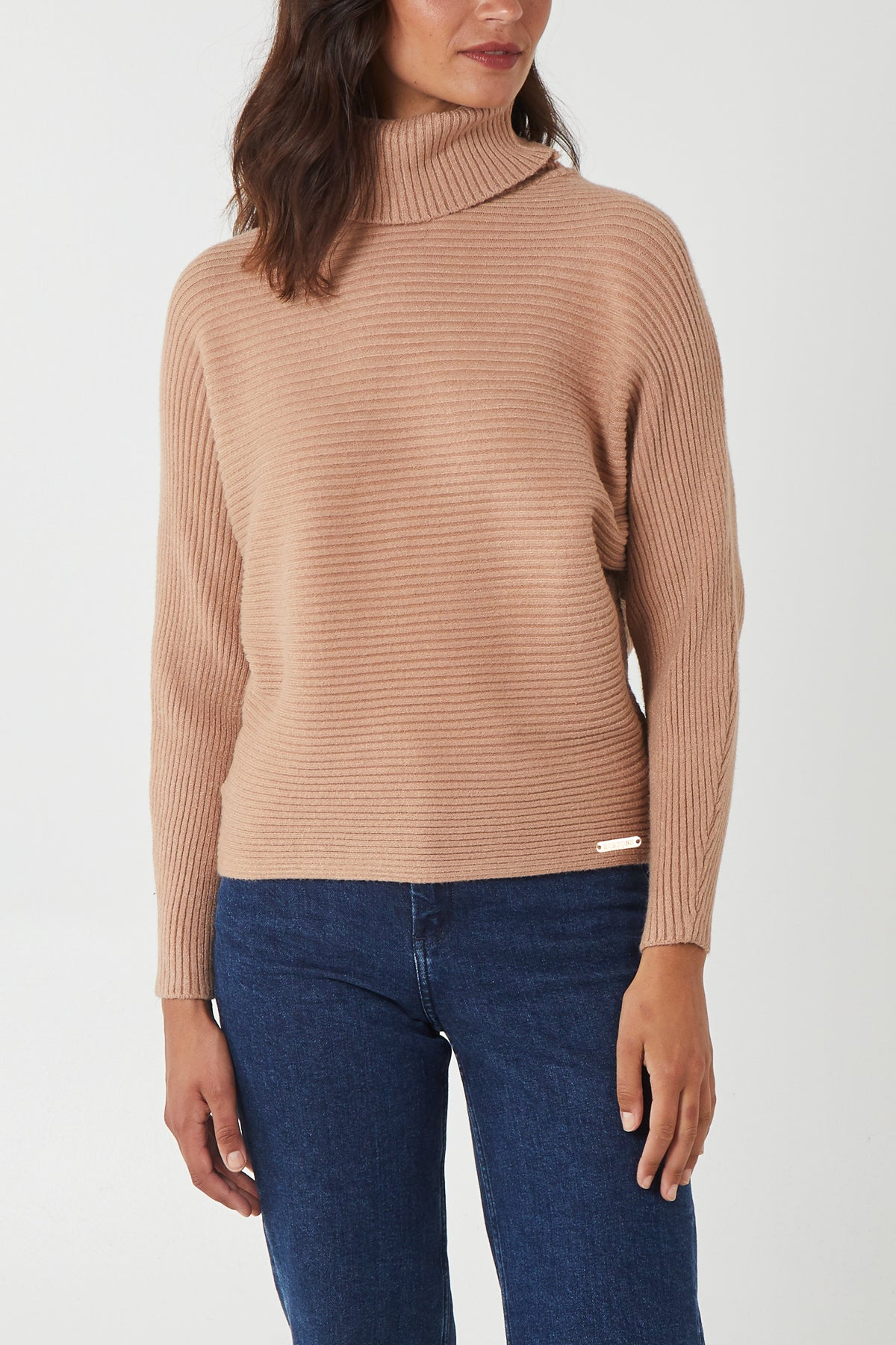 Sudbury Batwing Turtle Neck Jumper Tan Hortons England