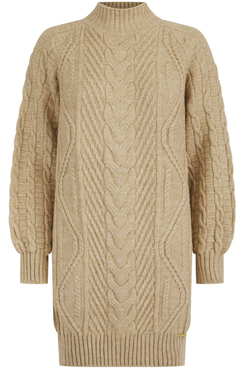 Woodstock Cable Knit Jumper Dress - Camel