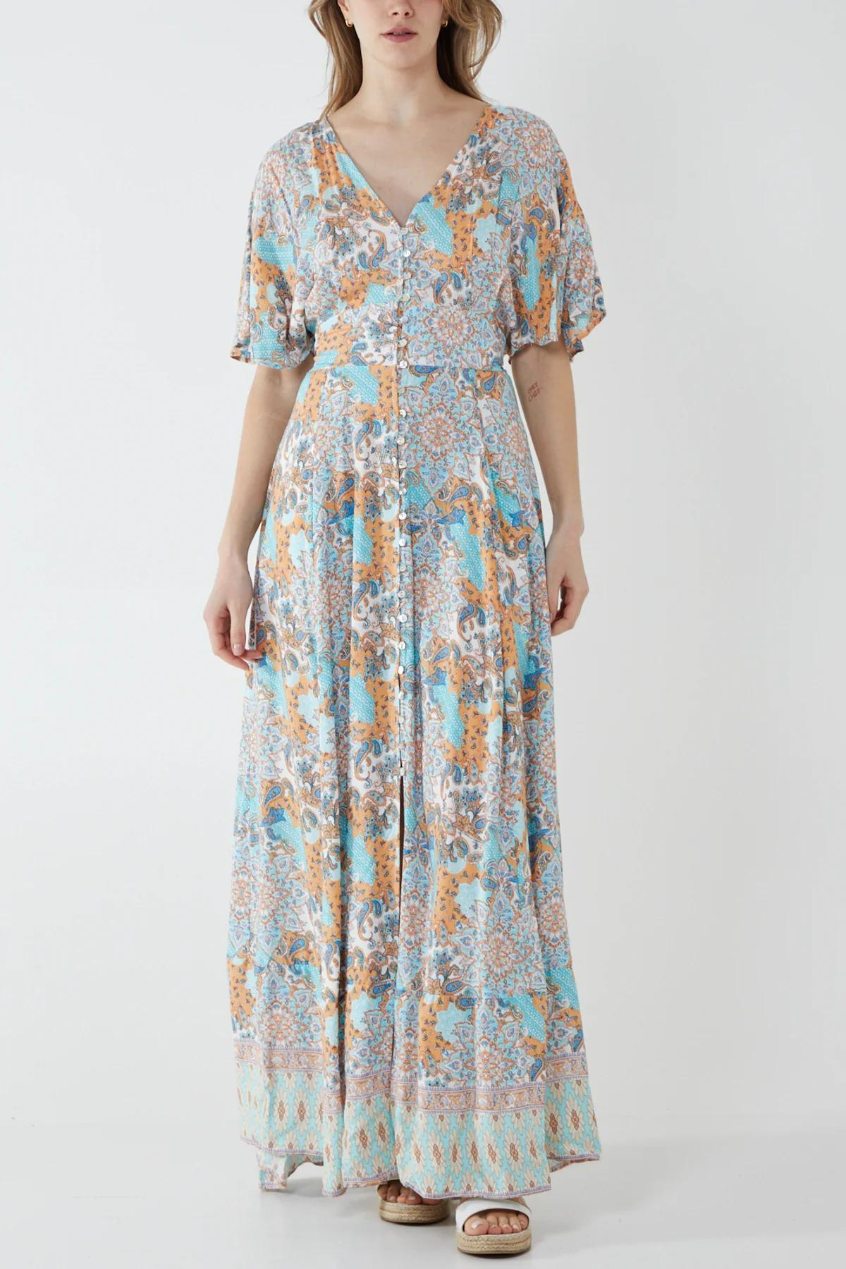 Paisley Long Dress Blue