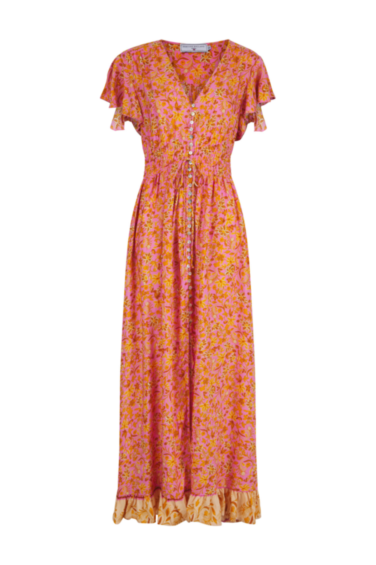 Floral Button Down Dress Pink & Orange