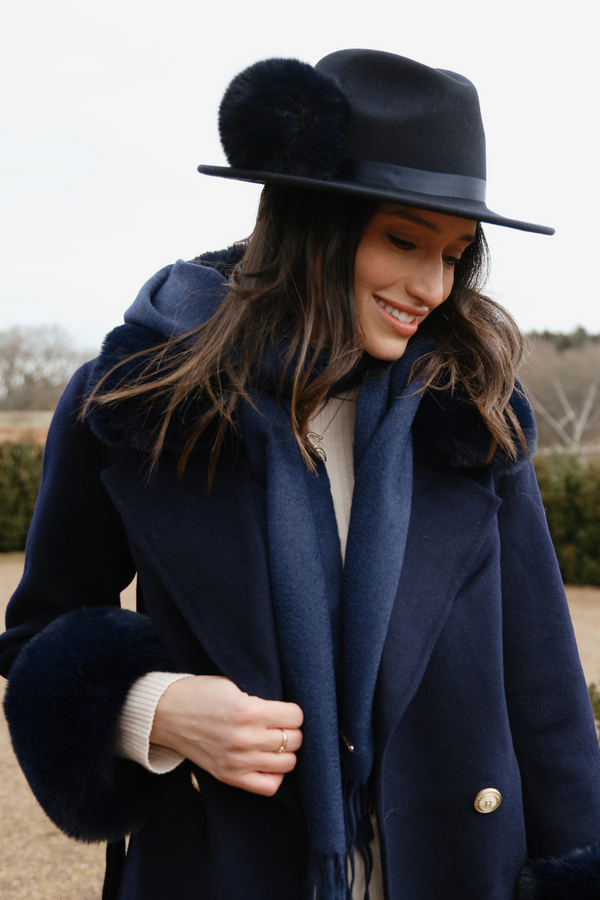 Goodwood Pom Pom Fedora Navy