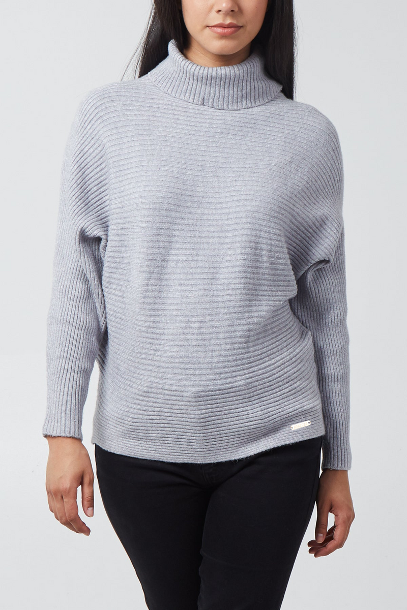 Sudbury Batwing Turtle Neck Jumper Light Grey