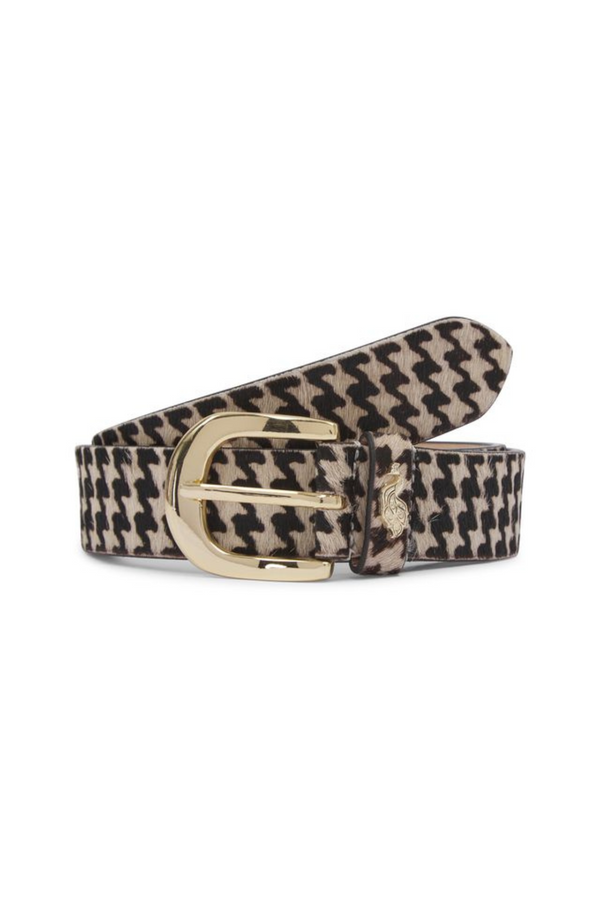 Ascot Houndstooth Hide Belt