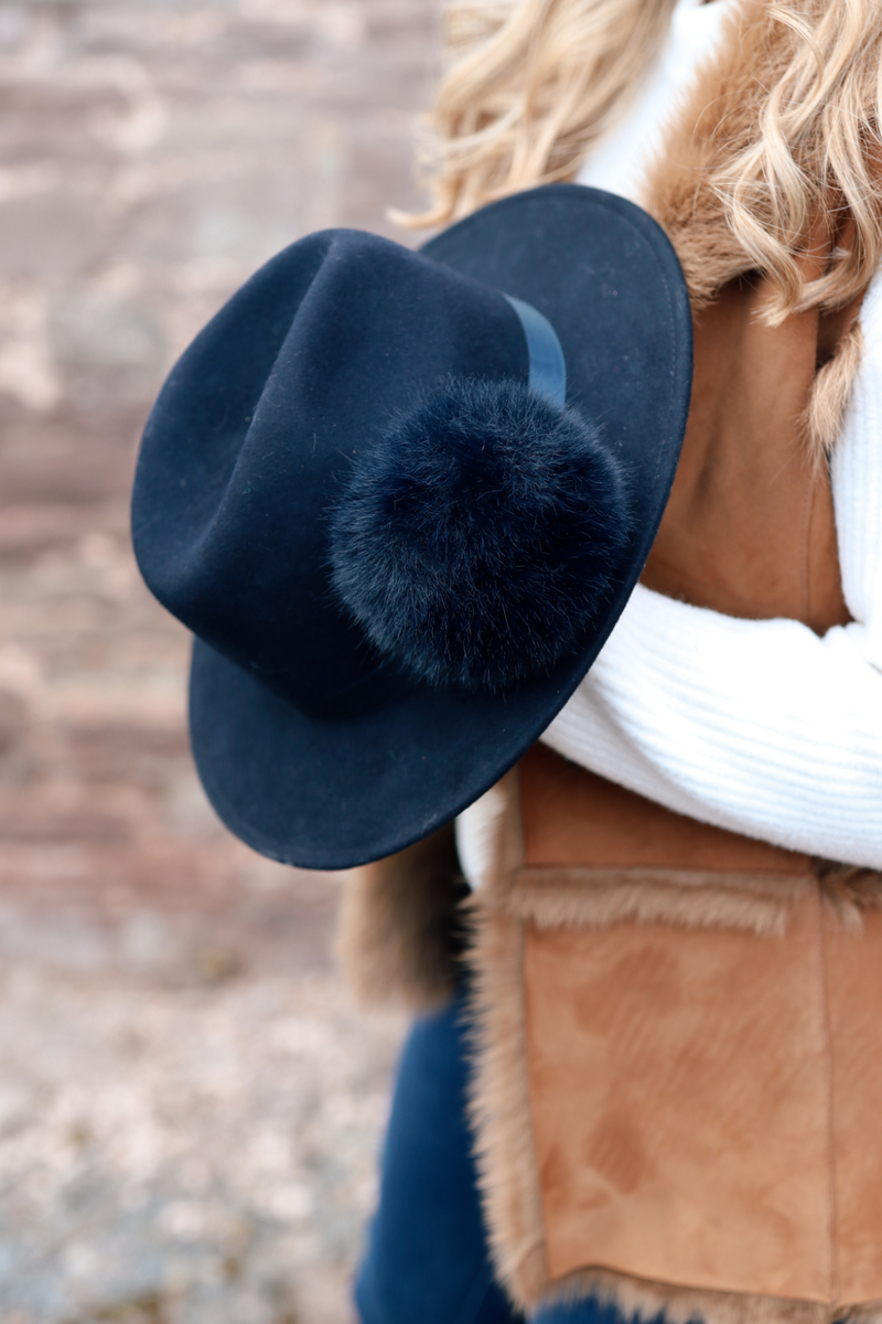 Goodwood Pom Pom Fedora Navy