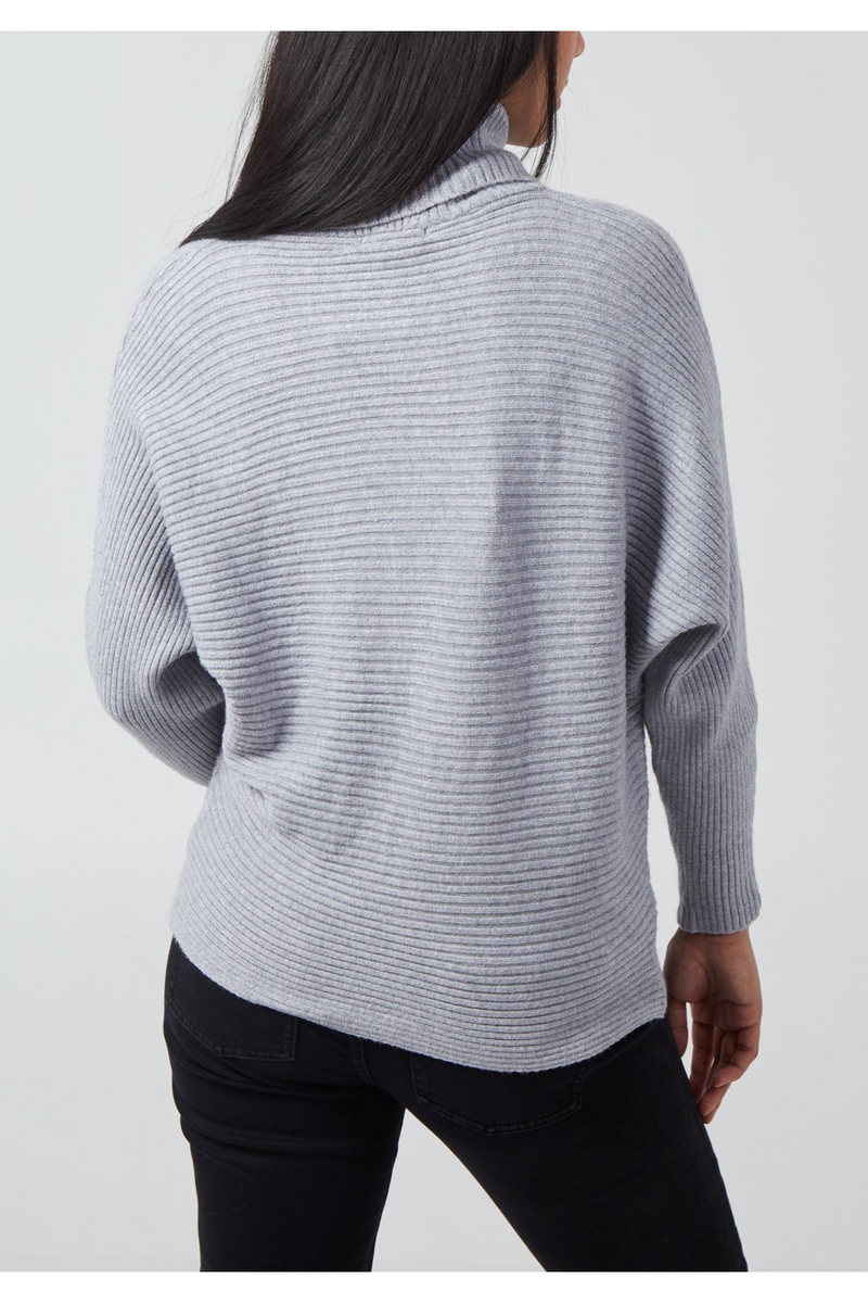 Sudbury Batwing Turtle Neck Jumper Light Grey