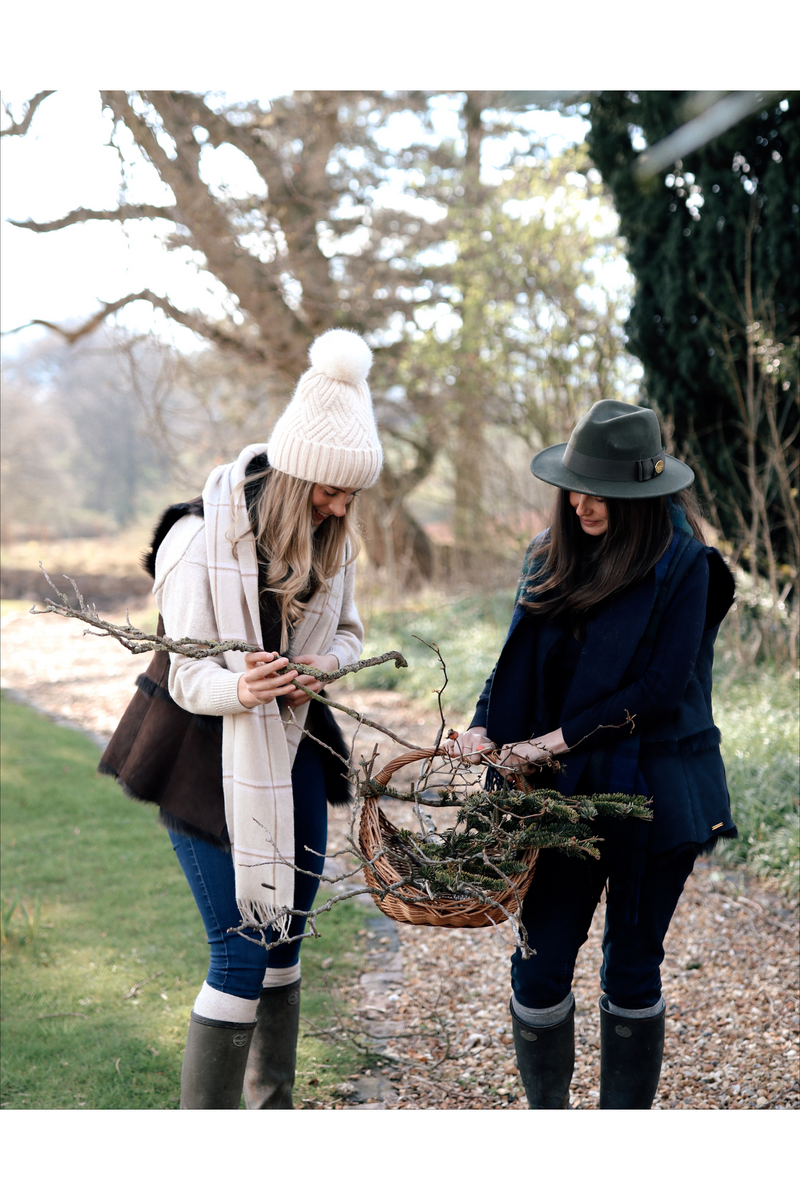 Tartan Wool Scarf - Cream