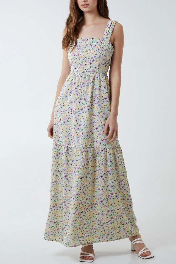 Floral Double Strap Maxi Dress - Multicoloured