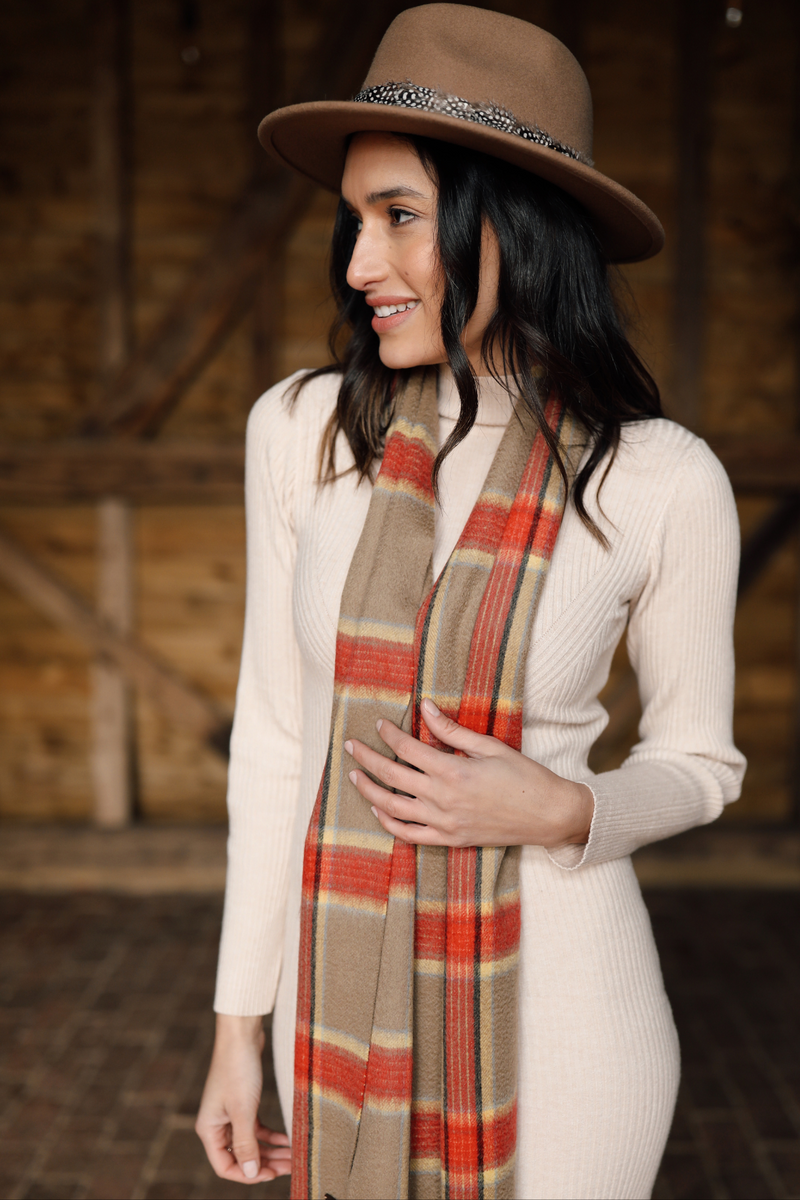 Tartan Wool Scarf - Red Check