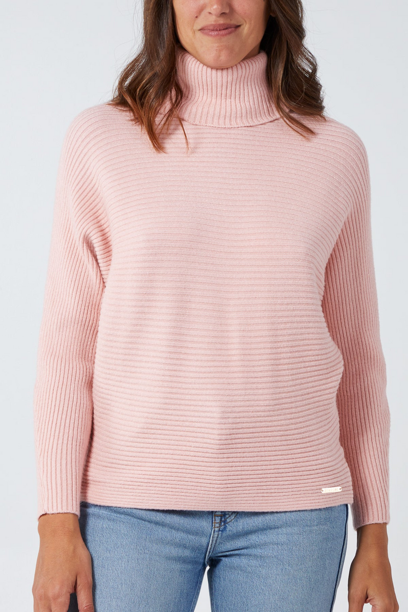 Sudbury Batwing Turtle Neck Jumper Pink