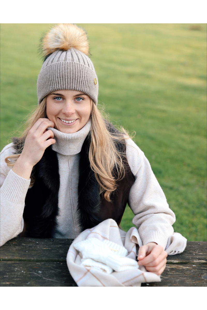 Arundel Cashmere Pom Pom Hat - Grey