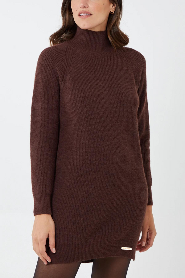 Banbury Turtle neck jumper dress - Chocolate