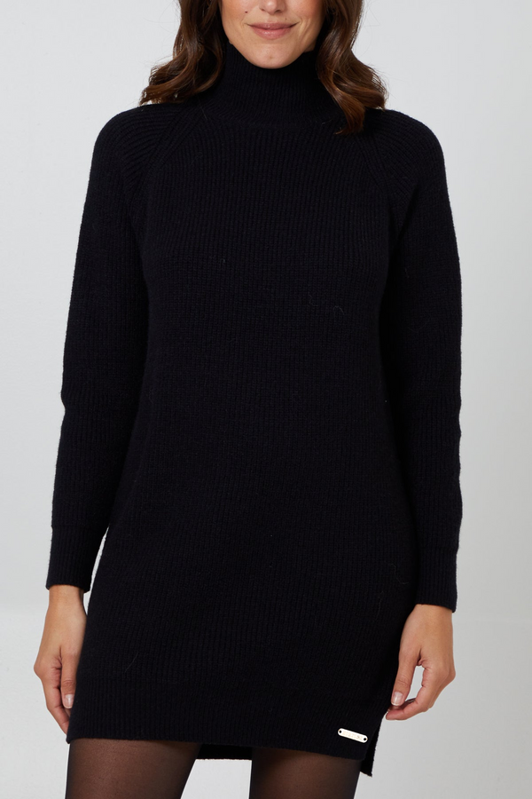 Banbury Turtle Neck Jumper Dress - Black