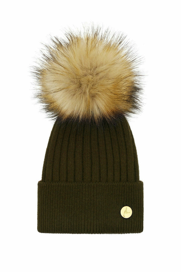 Arundel Cashmere Pom Pom Hat - Olive