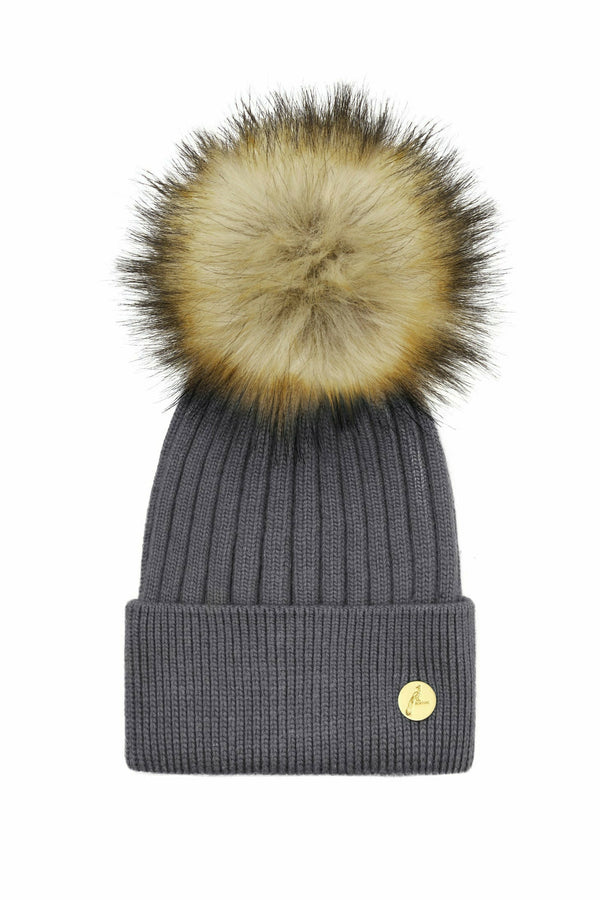 Arundel Cashmere Pom Pom Hat - Charcoal