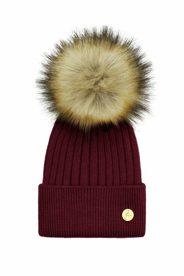 Arundel Cashmere Pom Pom Hat - Burgundy