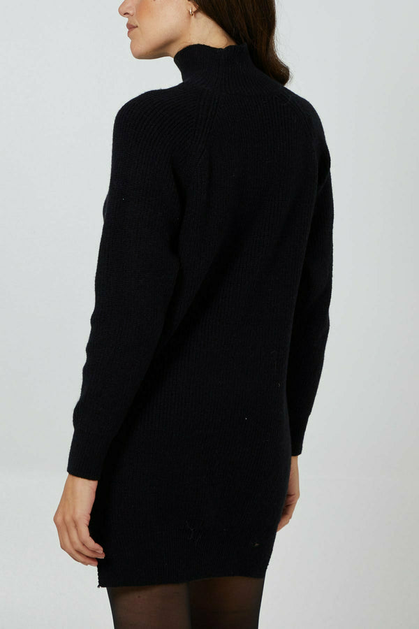 Banbury Turtle Neck Jumper Dress - Black