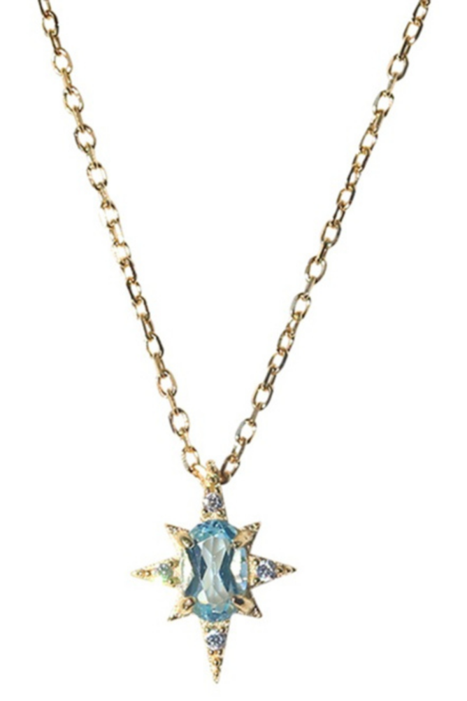 Gold Vermeil Star Necklace - Blue