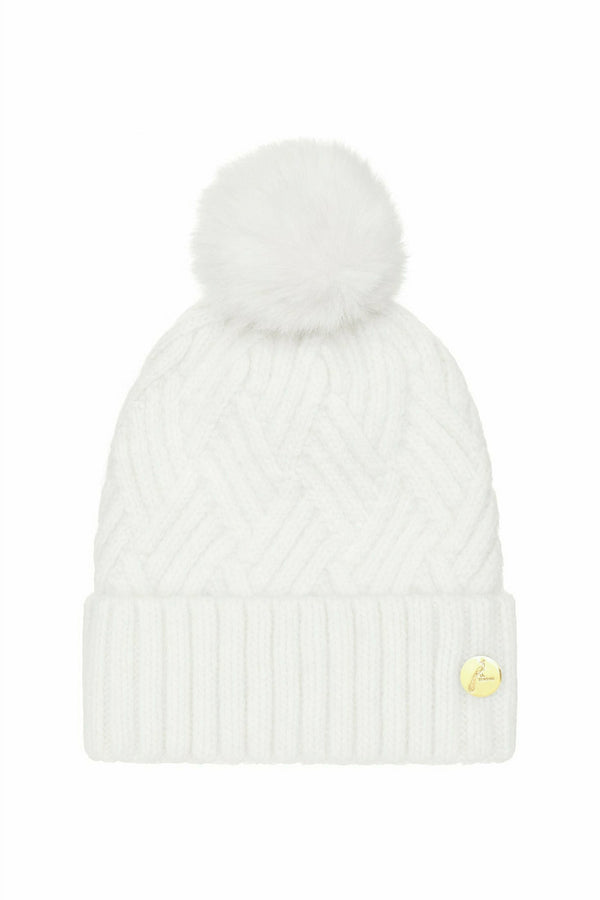 Chamonix Cashmere Pom Pom Hat - White