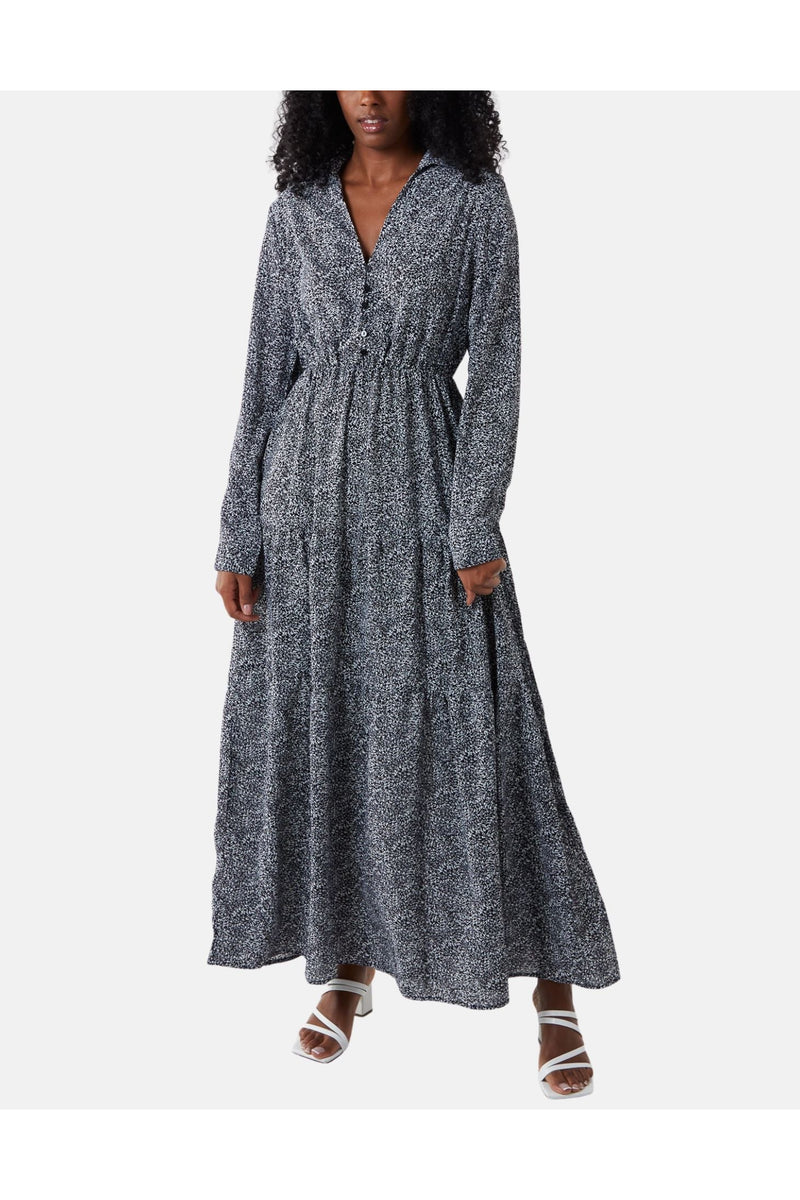 Long Sleeve Tiered Maxi Dress - Black