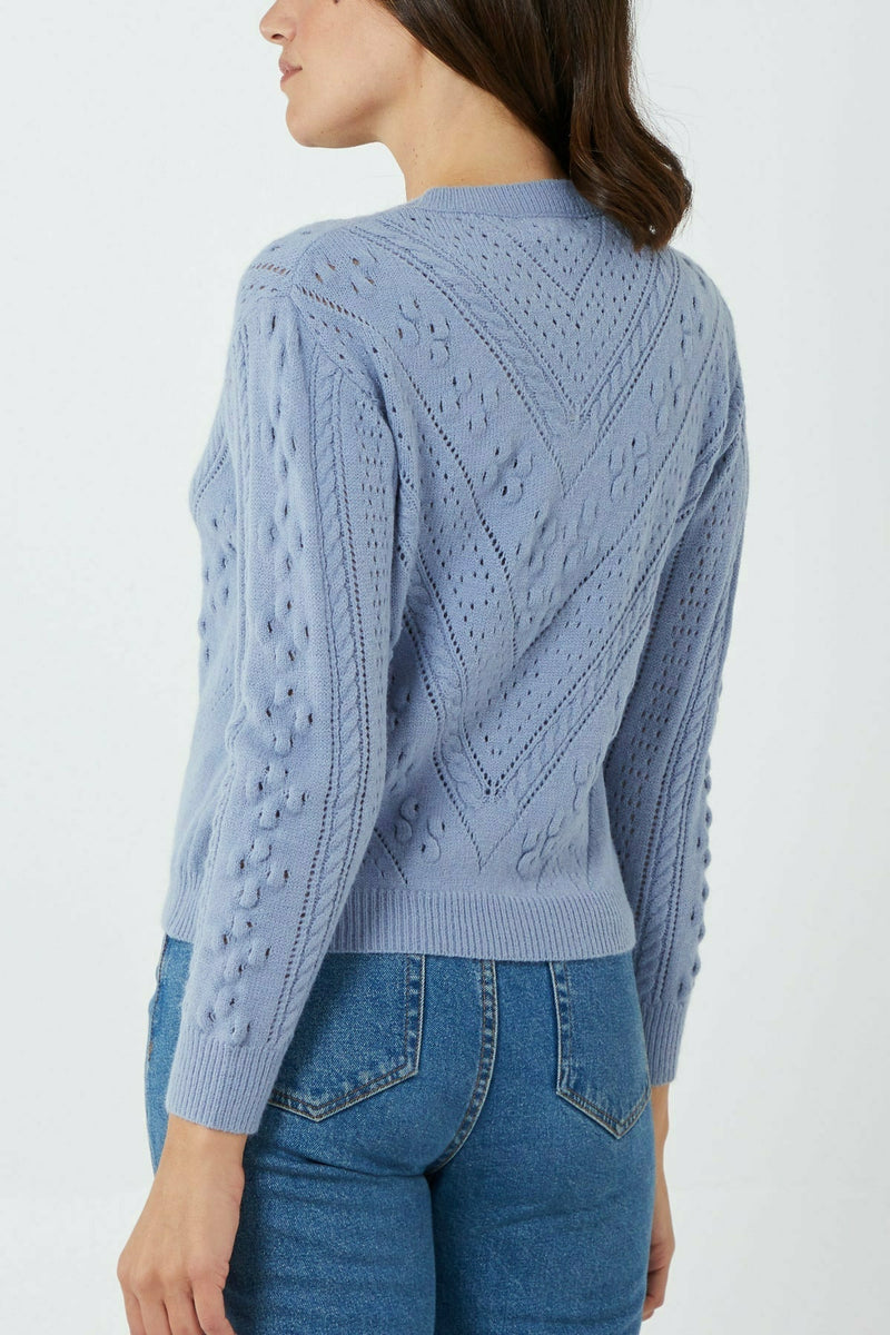 Newquay Pointelle Knit Jumper Powder Blue