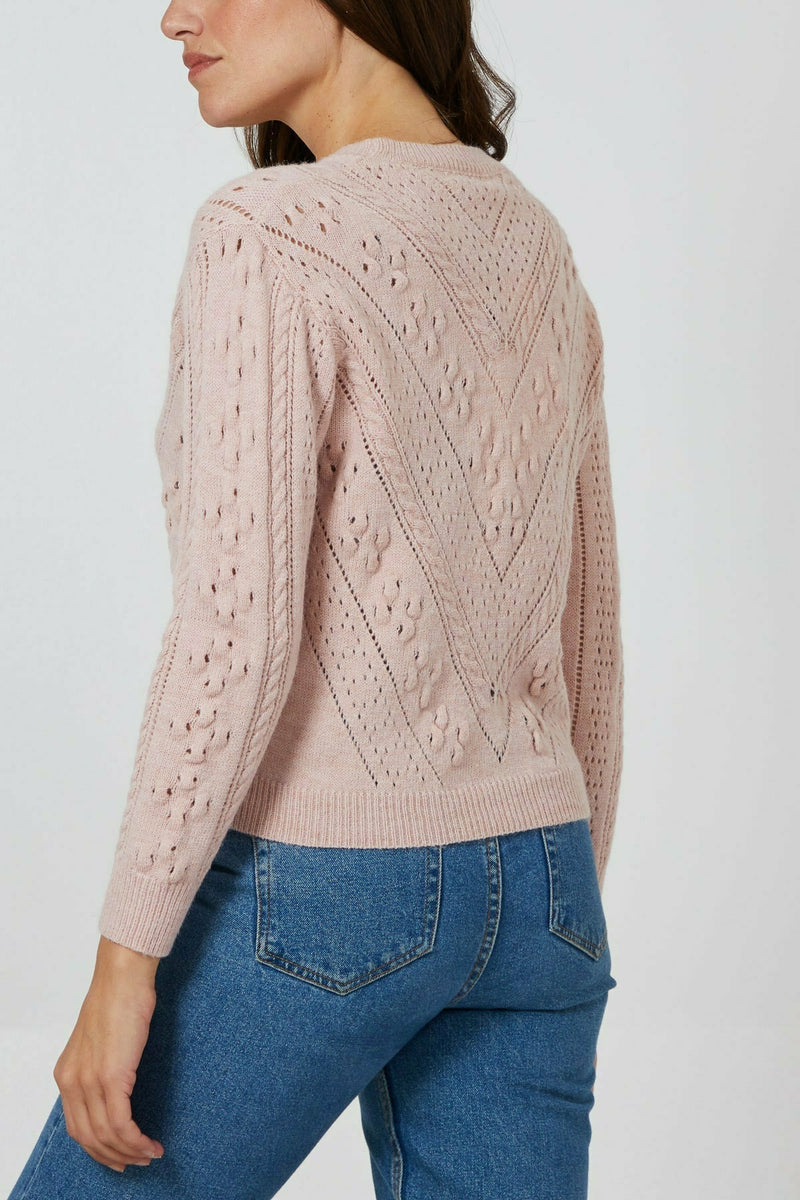 Newquay Pointelle Knit Jumper Dusky Pink