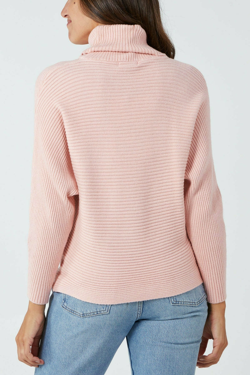 Sudbury Batwing Turtle Neck Jumper Pink