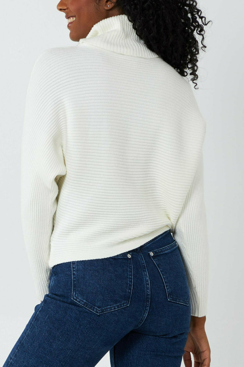 Sudbury Batwing Turtle Neck Jumper White