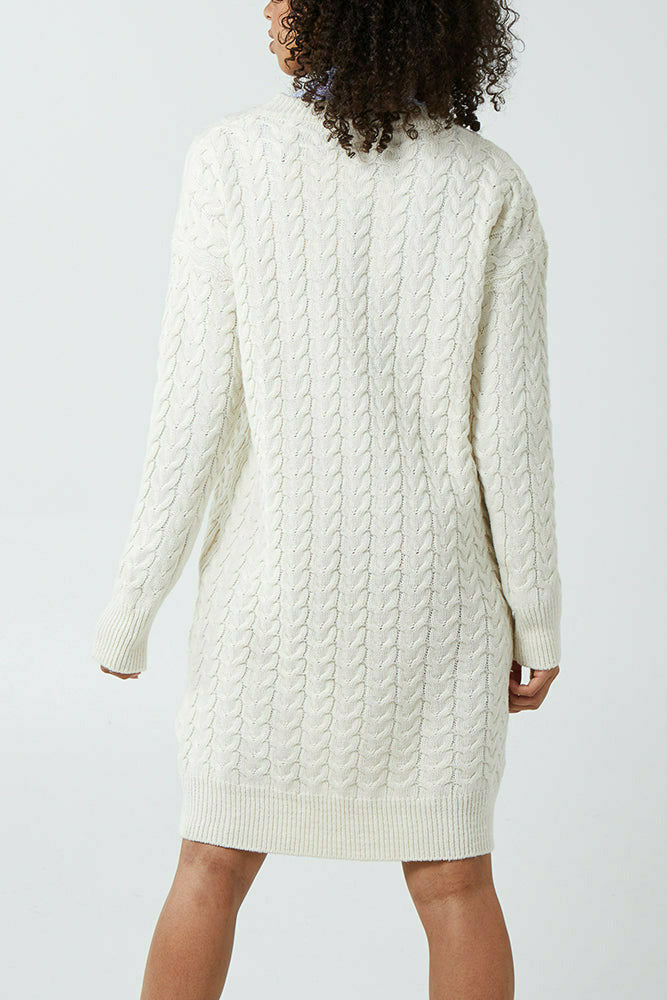 Whitstable Cable Knit Dress - Cream