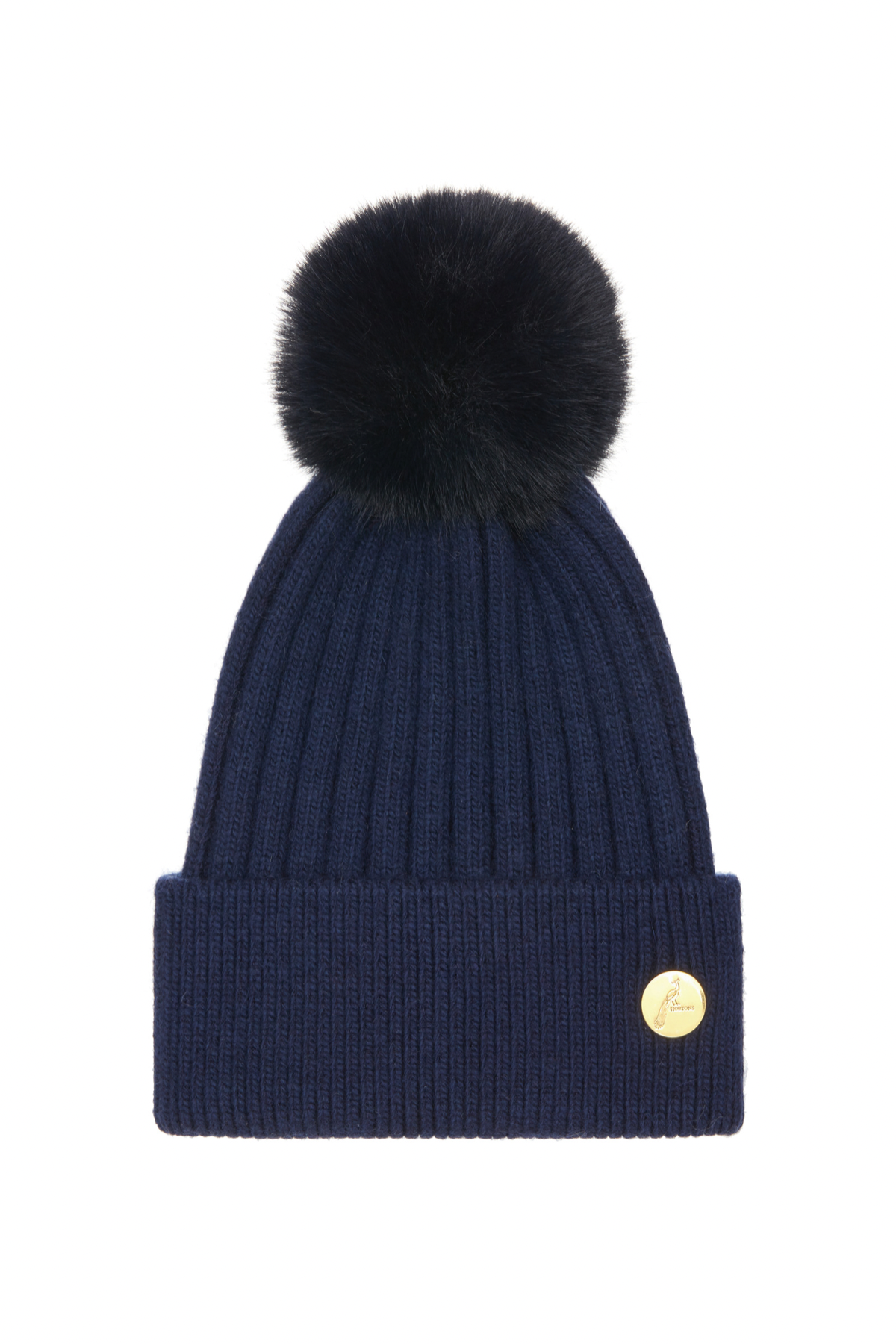 Meribel  Cashmere Pom Pom Hat - Navy