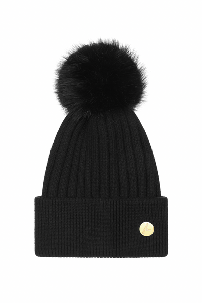 Arundel Cashmere Pom Pom Hat - Black/Black
