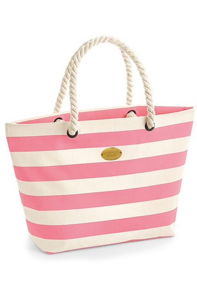 Nautical Stripe Tote With Rope Handle