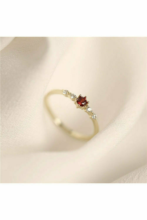 Gold Vermeil Red Solitaire Ring