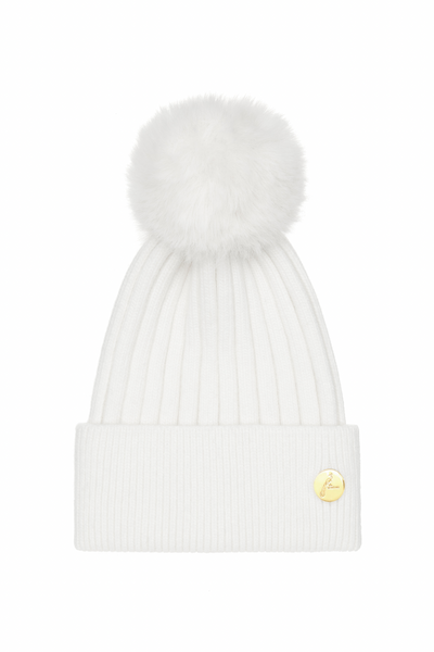 Arundel Cashmere Pom Pom Hat - White/White