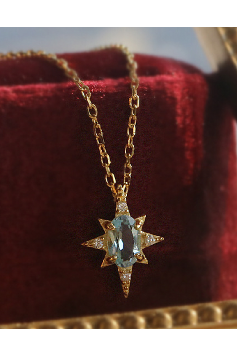 Gold Vermeil Star Necklace - Blue