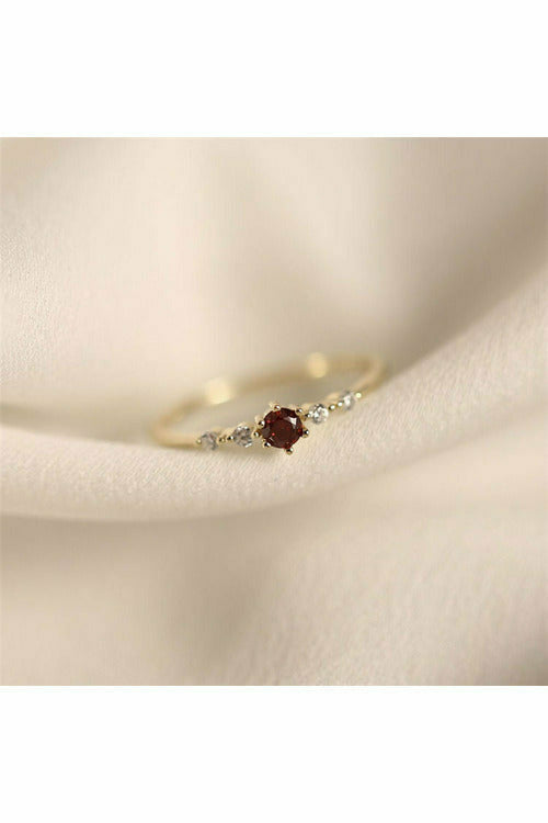 Gold Vermeil Red Solitaire Ring